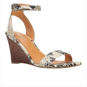NINE WEST Nadine Wedge Sandals Animal Print 9 Snake Python Ankle Strap Heels